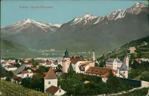 Cartolina Obermais-Meran Maia Alta Merano Stadtpartie Weinsteig 1910