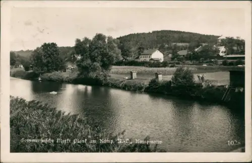 Ansichtskarte Plank am Kamp Stadt, Kamppartie Anglerhütten 1940
