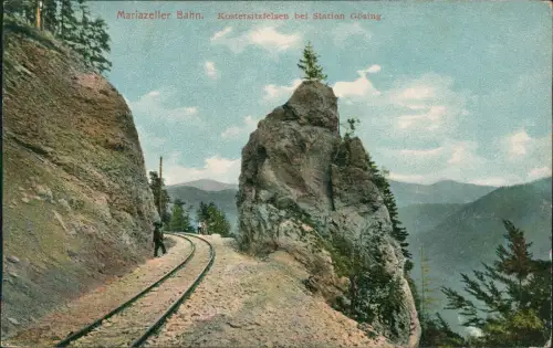 Gösing an der Mariazellerbahn-Puchenstuben Kostersitzfelsen Bahngleise 1911