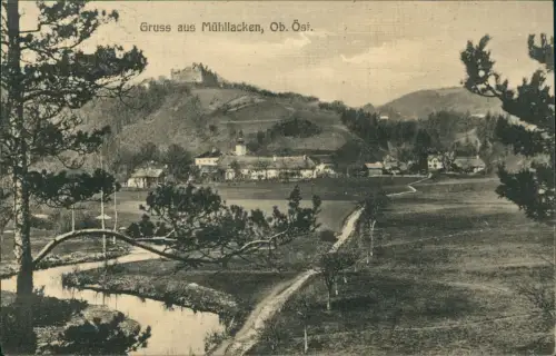 Ansichtskarte Bad Mühllacken Weg zur Stadt 1910  b. Urfahr