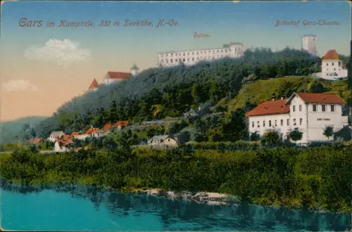Ansichtskarte Gars am Kamp Kamptal Bahnhof Thunau Ruine 1920