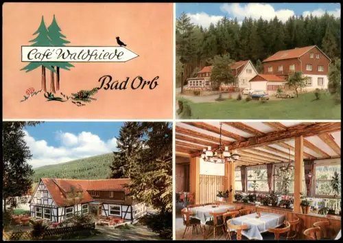 Ansichtskarte Bad Orb Mehrbildkarte Café Waldfriede mit Gästehaus 1965