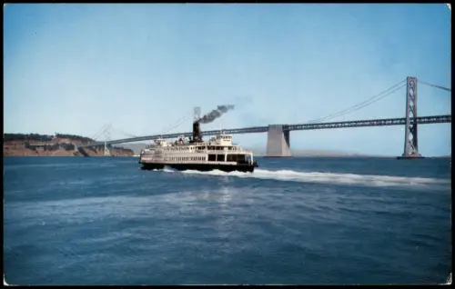 San Francisco Schiffsfoto Golden Gate Bridge, Ferry Boat Ship Fährschiff 1963