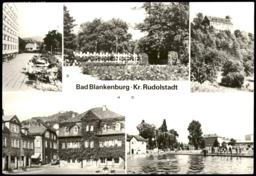 Bad Blankenburg Terrasse des FDGB-Erholungsheim Magnus Markt Freibad 1985
