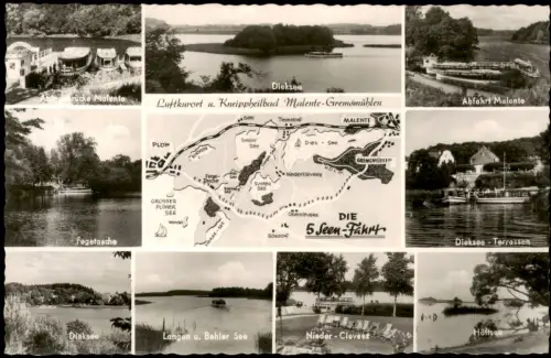 Bad Malente-Gremsmühlen- MB Umgebungskarte 5-Seen-Fahrt u. Ortsansichten 1964