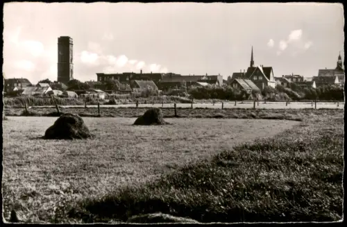 Ansichtskarte Borkum Nordseeheilbad Blick auf das grüne Dorf 1960