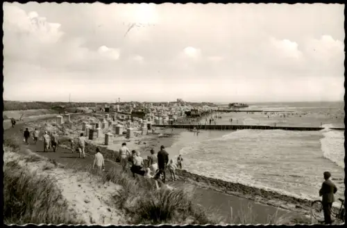 Ansichtskarte Borkum Süd-Strand, Badegäste Nordsee 1963