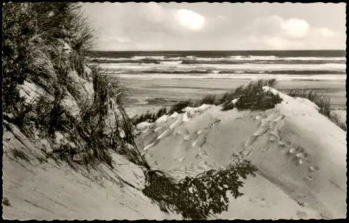 Ansichtskarte Borkum Strand Nordsee Blick über die Dünen auf d. Meer 1971