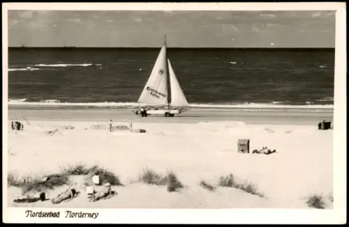 Ansichtskarte Norderney Strand, Nordsee Strand-Segler 1960