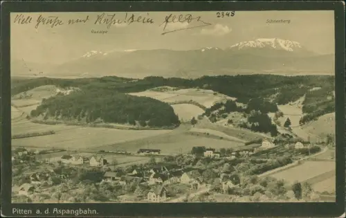 Ansichtskarte Pitten Stadtparie Aspangbahn 1916