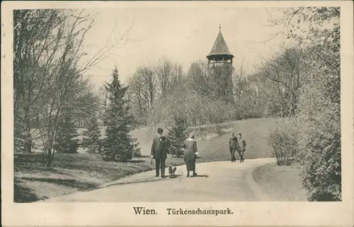 Ansichtskarte Wien Türkenschanzpark belebt Aussichtsturm 1915