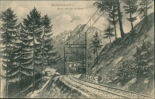 Waldrast Matrei Brenner StubaitalbahnPartie mit der Waldrast Künstlerkarte 1912