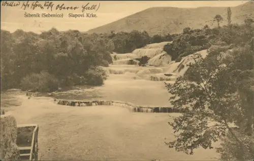 Postcard Sebenico Šibenik Slapovi Krke. 1914