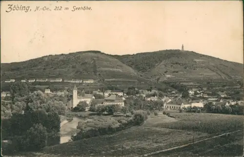 Ansichtskarte Zöbing b. Langenlois Blick auf die Stadt 1909