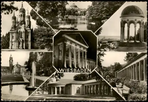 Wiesbaden Mehrbildansicht Kurhaus Griechischer Kapelle und Nerobergtempel 1962