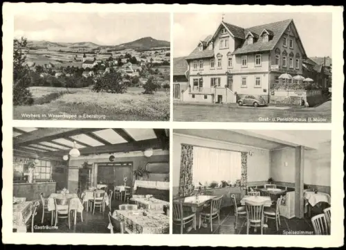 Weyhers-Ebersburg Mehrbildkarte Gasthof-Metzgerei Gast Landschaftspanorama 1965