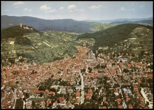 Heppenheim an der Bergstraße Luftaufnahme von Heppenheim mit Starkenburg 1960