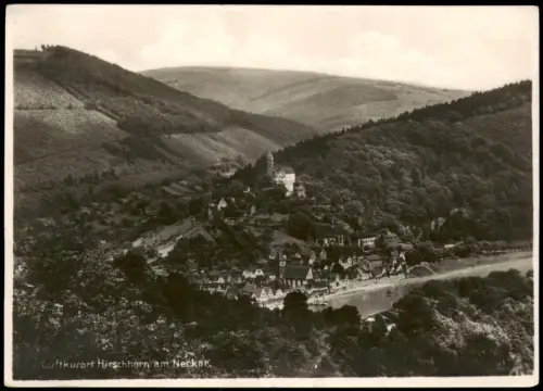 Hirschhorn (Neckar) Panorama-Ansicht mit Schloss und Flusslauf 1928