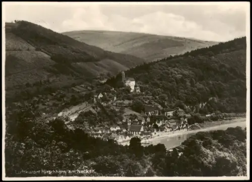Hirschhorn (Neckar) Panorama-Ansicht mit Schloss und Flusslauf 1930