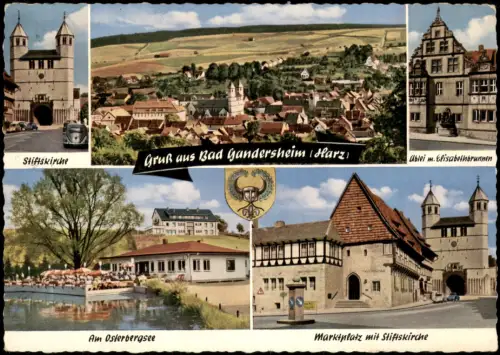 Bad Gandersheim Mehrbild Stiftskirche, Abtei, Marktplatz und Osterbergsee 1963