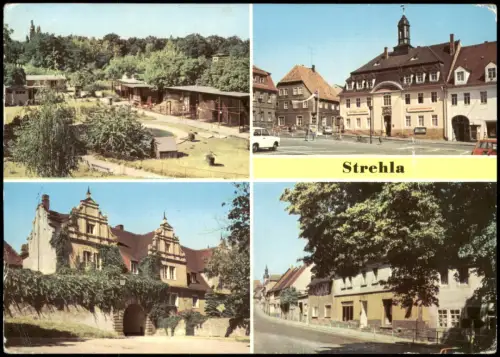 Strehla (Elbe) Tierpark, Rathaus, Schloßeingang, Hauptstraße 1977