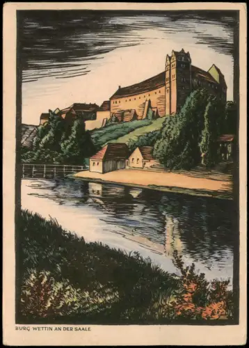 Ansichtskarte Wettin-Löbejün Burg Wettin 1930