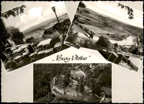 Vlotho Burg Vlotho, Mehrbildansicht mit Weserblick und Restaurant-Terrasse 1965
