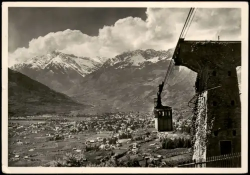Meran Merano Seilbahn Hafling mit Blick auf Meran und Gebirgspanorama 1954