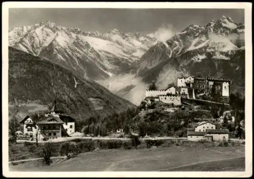 Meran Merano Hotel Castel Verruca Fragsburg mit Bergpanorama 1954