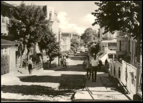 Ansichtskarte Bansin-Heringsdorf Usedom Bergstraße Leute zur DDR-Zeit 1965