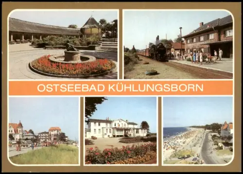 Kühlungsborn Konzertgarten Ost, Bahnhof Kühlungsborn-Ost mit "Molli" 1990
