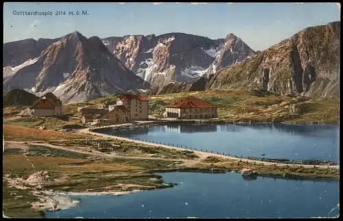Ansichtskarte Andermatt Gotthardhospiz See Berg-Panorama Schweizer Berge 1929