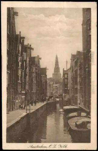 Postkaart Amsterdam Ortsansicht Gracht 1925   gelaufen  Stempel BIERBRICH Rhein