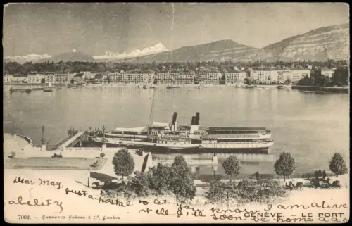 Ansichtskarte Genf Genève Hafen Le Port, Schiff Dampfer Anlegestelle 1902
