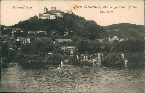 Ansichtskarte Gars am Kamp Thunau Gänsehäuft Badestelle 1911