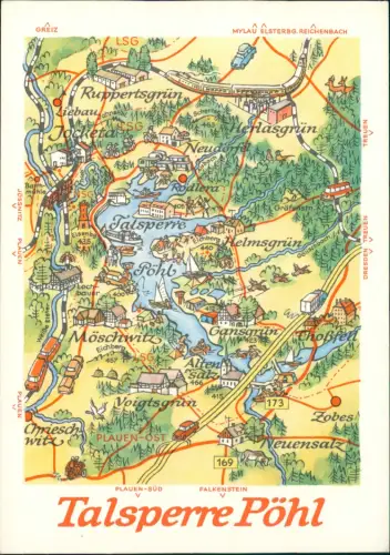 Ansichtskarte Pöhl Landkarte: Talsperre Pöhl 1978