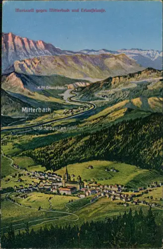 Ansichtskarte Mariazell gegen Mitterbach und Erlaufklause Reliefkarte 1915