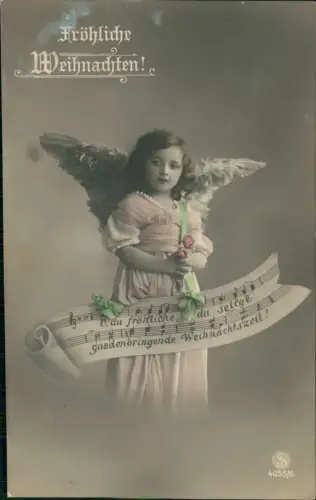 Ansichtskarte  Weihnachten Christmas Fotokunst Mädchen als Engel 1912