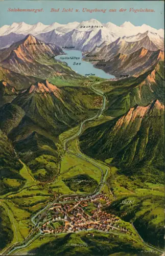 Ansichtskarte Bad Ischl Landkarten - Relief AK aus der Vogelschau 1913