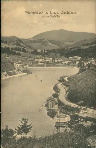 Ansichtskarte Wienerbruck a. d. n.ö. Landesbahn Badeanstalt See 1915