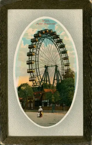 Ansichtskarte Wien Prater Riesenrad 1912 Passepartout