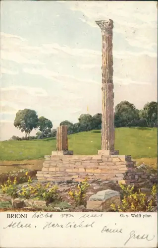 Postcard Brioni Brijuni Tempio di Venere in Val Catena. Venustempel 1922