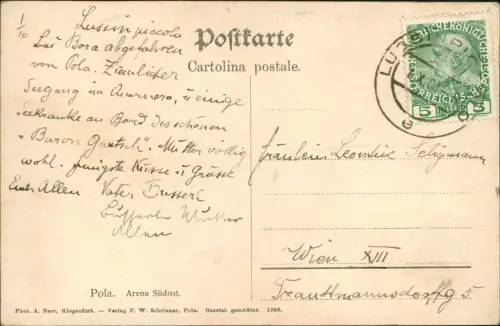 Postcard Pula Pola Arena Südost 1908