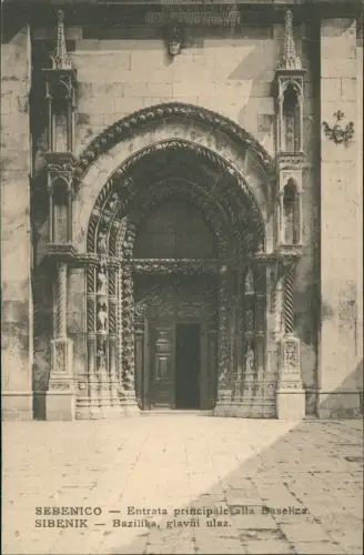 Sebenico Šibenik Entrata principale alla Baselica. Bazilika, glavni ulaz. 1914