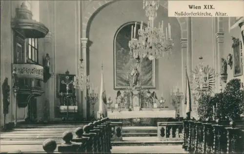 Ansichtskarte Wien XIX. Nußdorferkirche, Altar. 1913