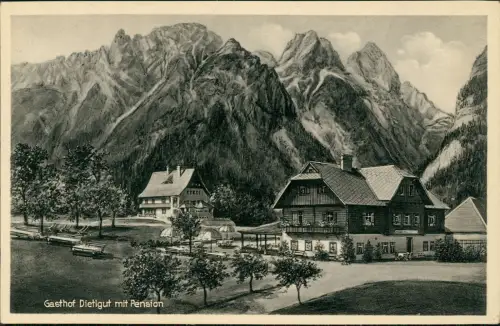 Ansichtskarte Hinterstoder Gasthof Dietelgut 1932 Pernat-Karte: