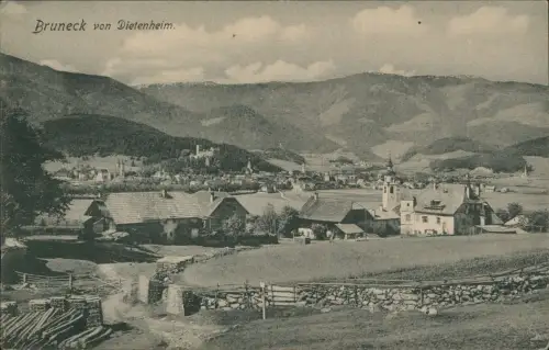 Cartolina Bruneck Pustertal Brunico Stadtblick Weg von Dietenheim 1905