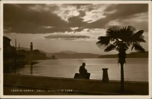 Cartolina Salò Lago die Garda Gardasee Effetti di Luce Stimmungsbild 1930