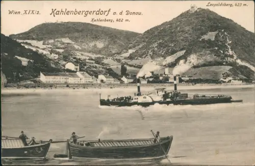 Ansichtskarte Kahlenbergerdorf-Wien Leopoldsberg, Dampfer 1913