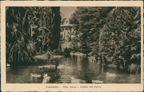 Cartolina Palermo Palermo (Palermu) Veduta del Parco Villa Tasca 1929